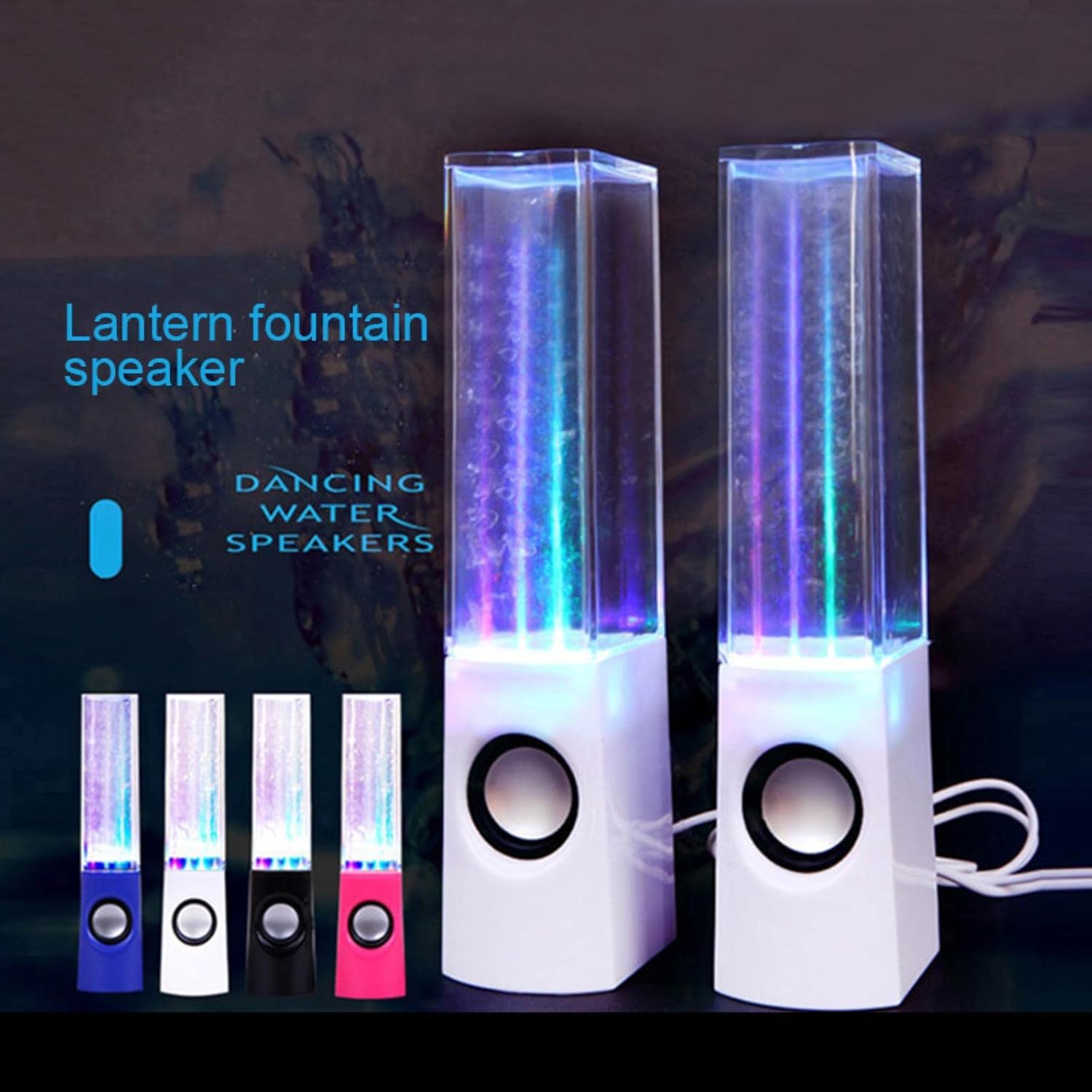 Water Dancing LED Speakers – Colorful Fountain Music Speaker with 3D Sound | USB Powered Portable Desktop Speaker (Random Color)