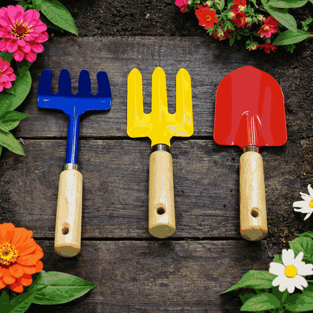 Premium 3-Piece Mini Garden Tool Set – Heavy-Duty Metal Hand Trowel, Cultivator Rake, and Ergonomic Garden Fork for Indoor and Outdoor Plant Care - Image 2