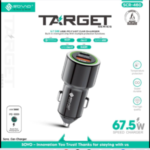 SOVO Fast Car Charger with USB PD, QC 3.0 and Super VOOC Support for All Mobile Devices