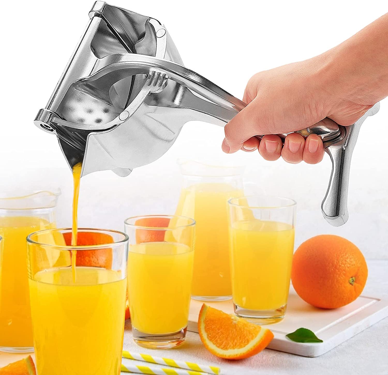 Stainless Steel Lemon & Orange Clip Handheld Fruit Juicer – Durable Manual Portable Citrus Squeezer for Kitchen & Baby Fruit Juice