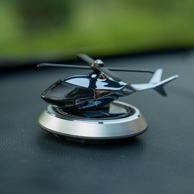 Solar Powered Car Aroma Diffuser Helicopter Air Freshener – Dashboard Perfume Decor | Metal + ABS, Refillable Fragrance - Image 2