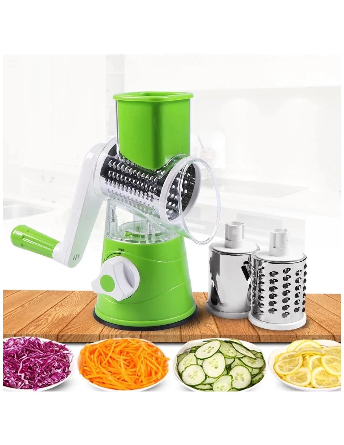 Manual 3βinβ1 Vegetable Cutter & Drum Grater | Round Slicer | Multifunctional Kitchen Gadget - Image 3