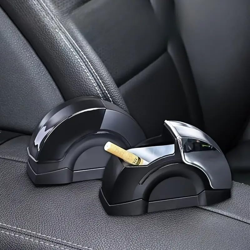 Portable Car Ashtray Door Mounted Smokeless Ash Tray With Lid Auto Truck Trash Bin Garbage Can Stainless Steel Liner Accessory - Image 3