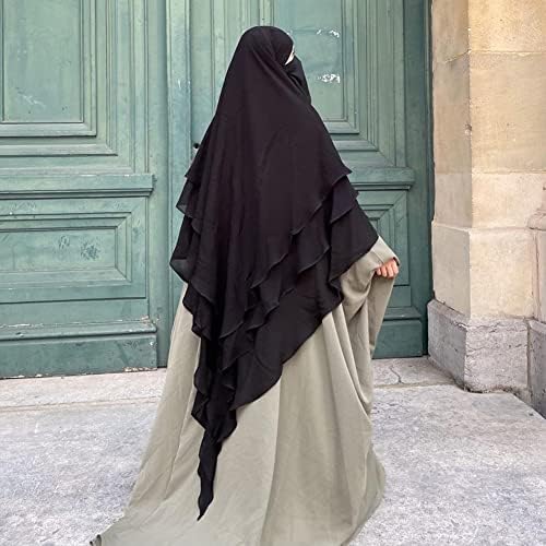 3 Layer Khimar Hijab Set with Niqab – Imported Chiffon 2 Piece Set | Free Size (Black) - Image 3