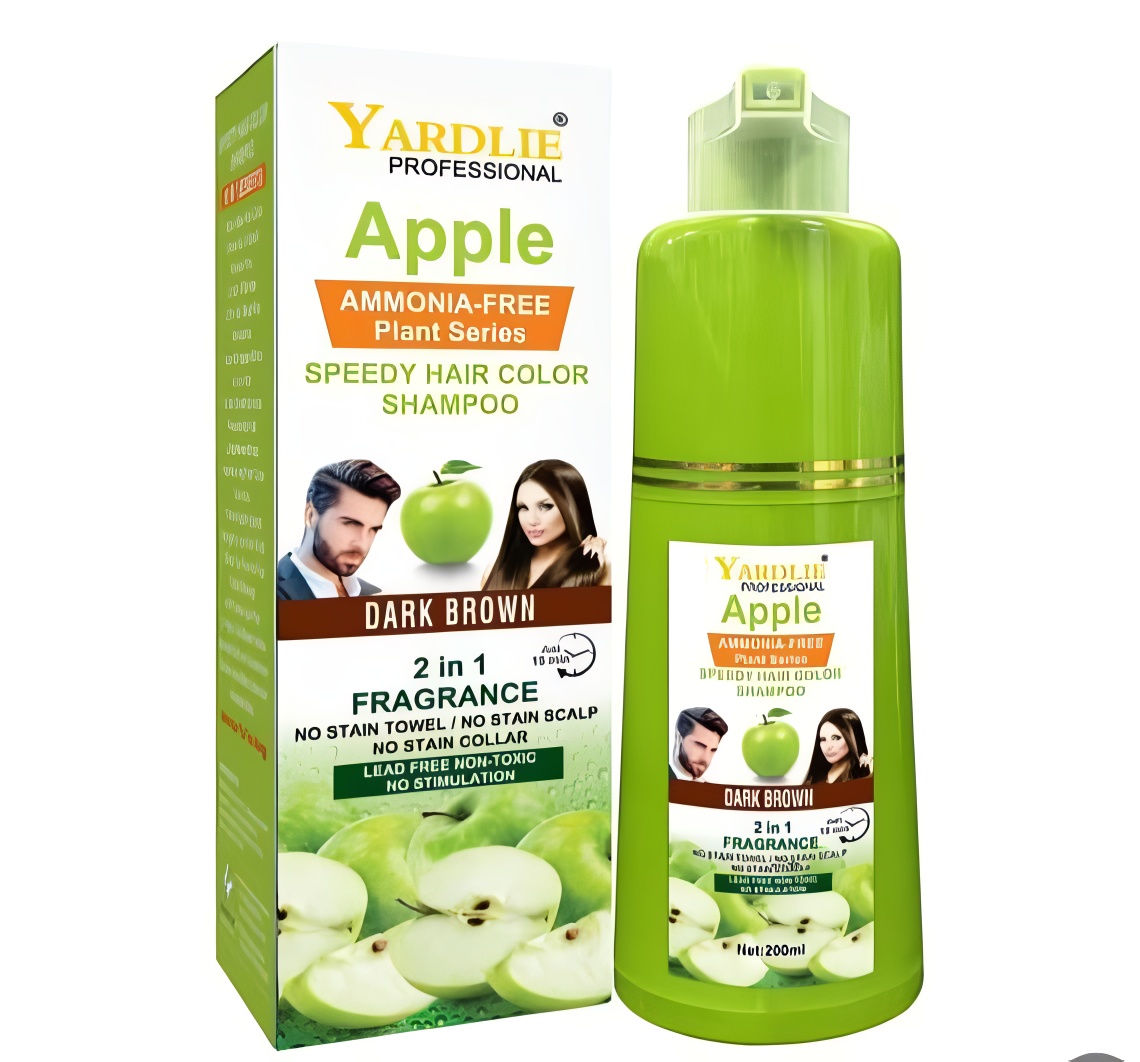 Yardlie Apple Hair Color Shampoo – 2-in-1 Natural Black & Brown Color + Cleanse Formula 400ml – Easy Use for Shiny, Healthy Hair - Image 2