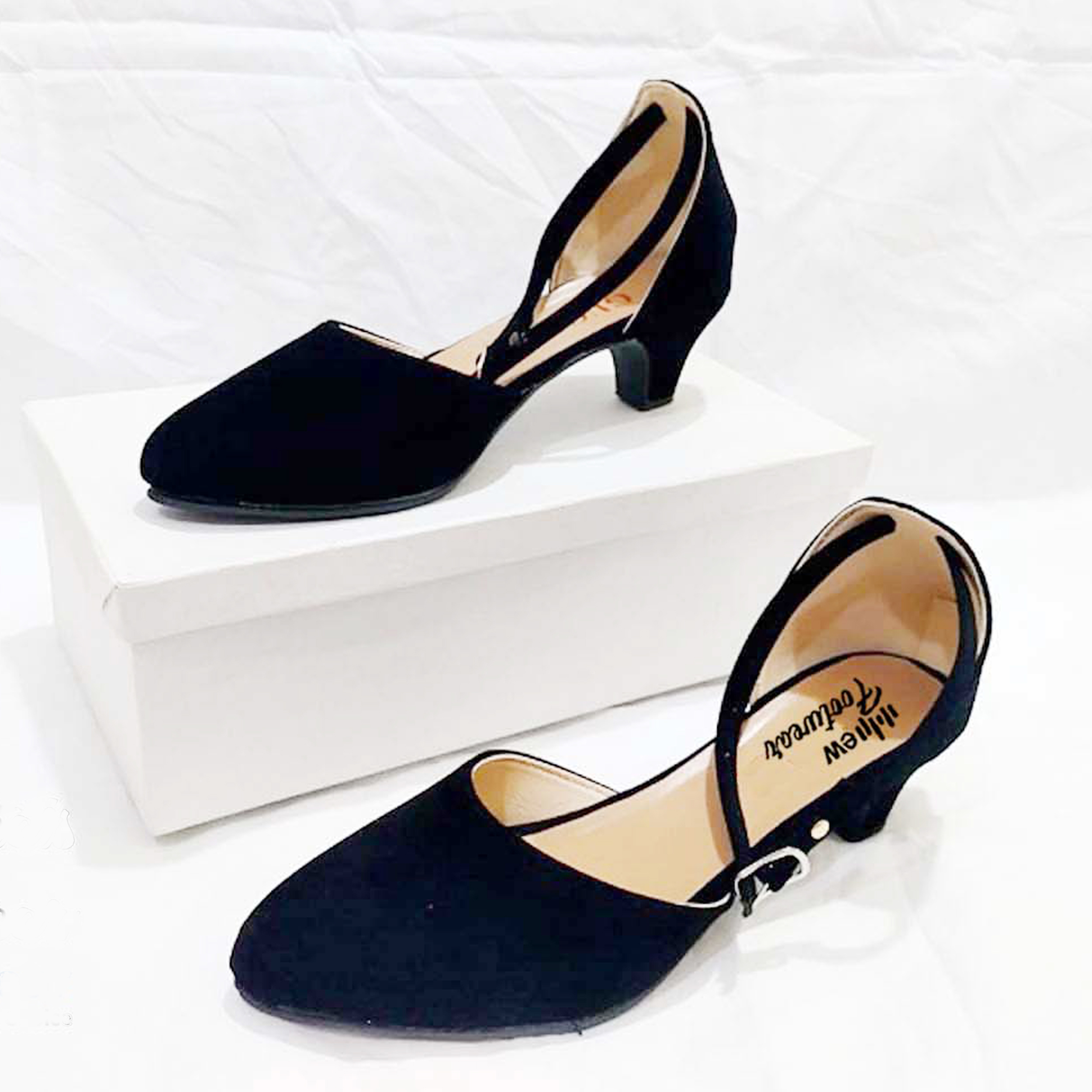 Stylish Velvet Heel Pump Shoes for Ladies – 2 Inch Elegant Party Wear Heels with box - Image 5
