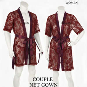 Couple Matching Romantic Robe / Gown Set – Sensual Net Nightwear for Men & Women (Pack of 2) | SKU: DC-C004