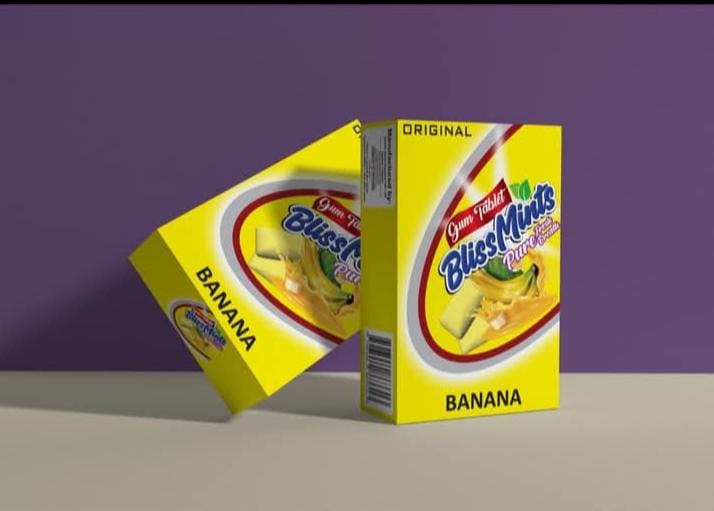 BlissMints Gum Tablets - Assorted Fruit & Spearmint Flavors | 12-Piece Pack for Fresh Breath | Banana, Mango, Strawberry - Image 2