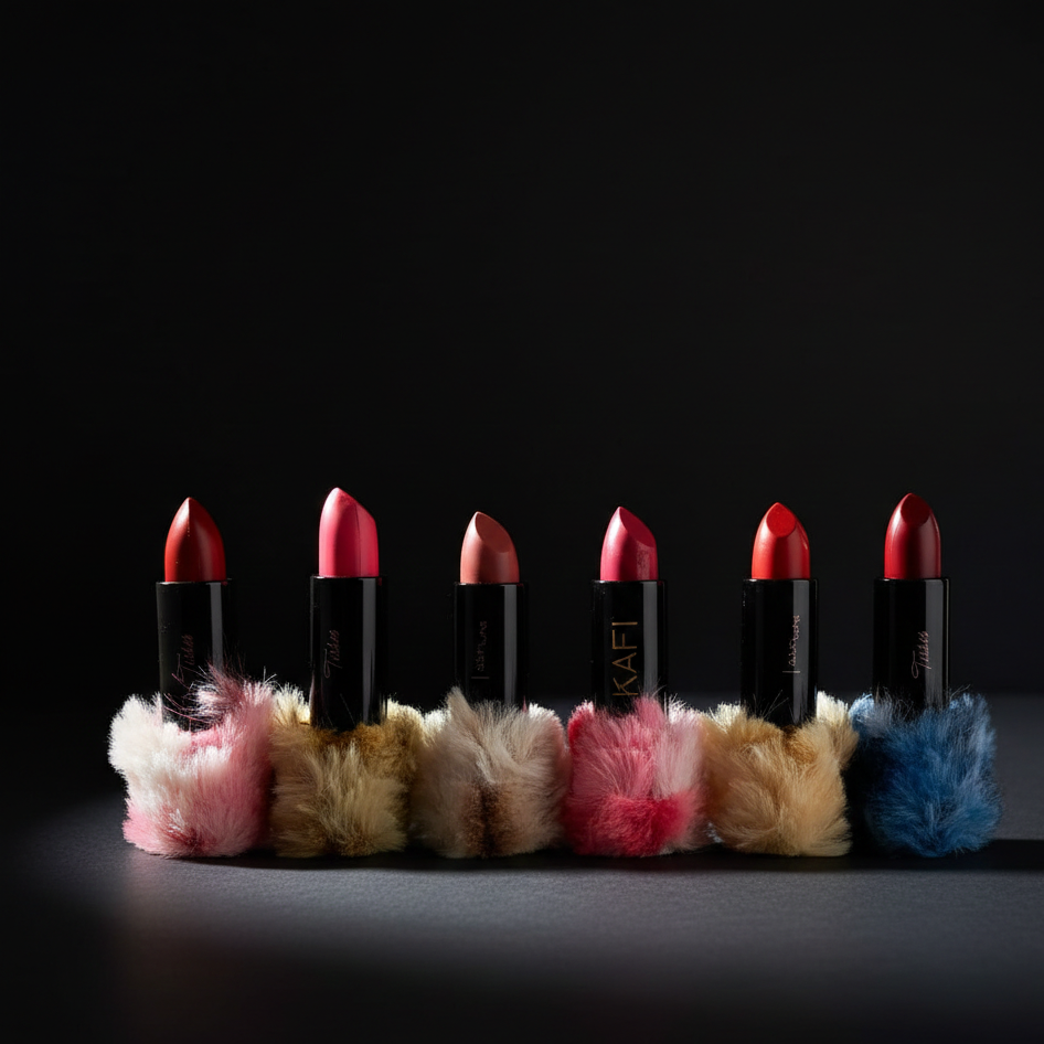 High Pigmented Fur Style Fluffy Lipstick Set 6 Pcs Creamy Multicolor Lipsticks - Image 4