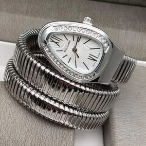 Triple‑Wrap Snake Watch | Diamond‑Set Bezel | Luxury Fashion Accessory