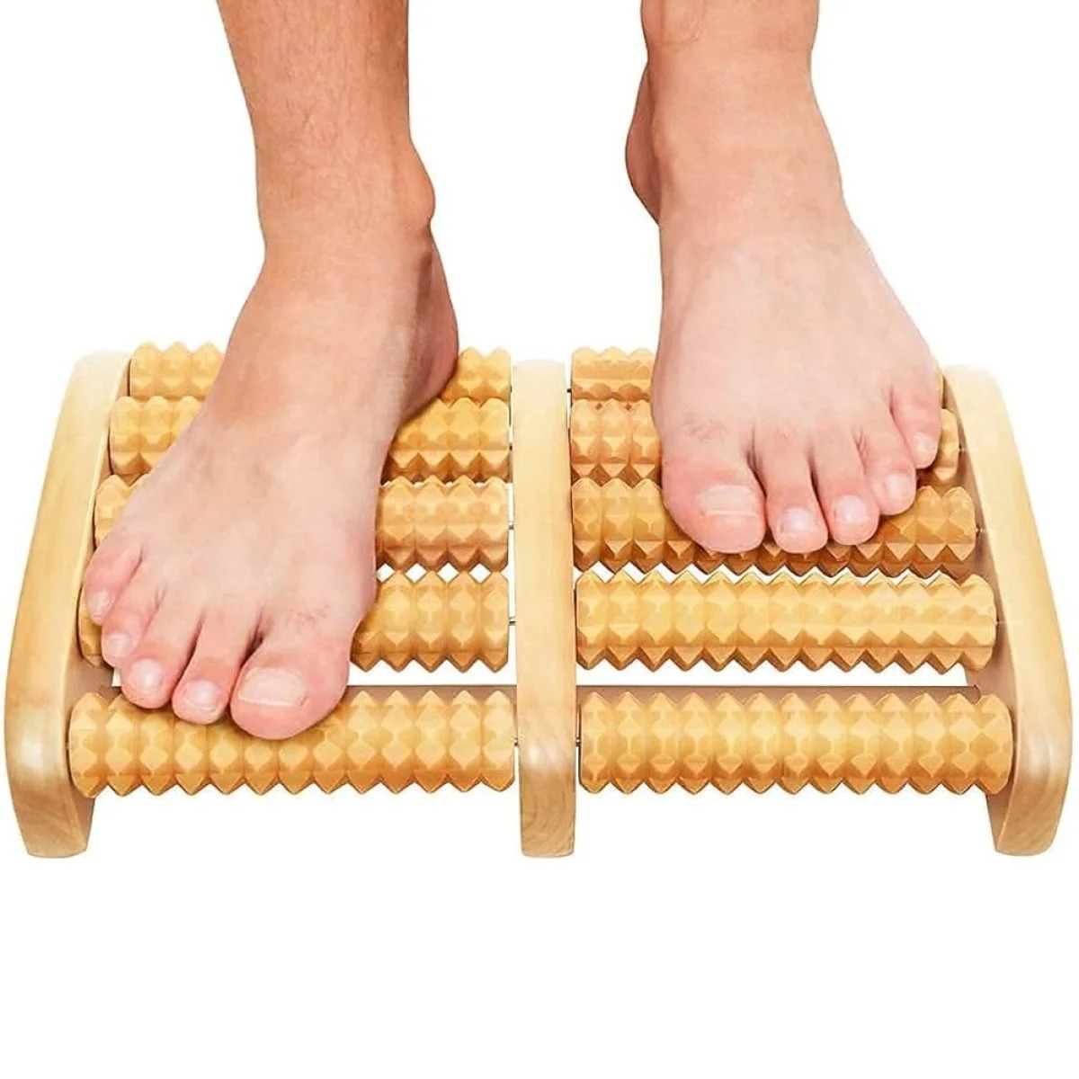 Traditional Wooden Roller Foot Massager Durable Natural Wood Design For Relaxation Stress Relief And Improved Blood Circulation - Image 3