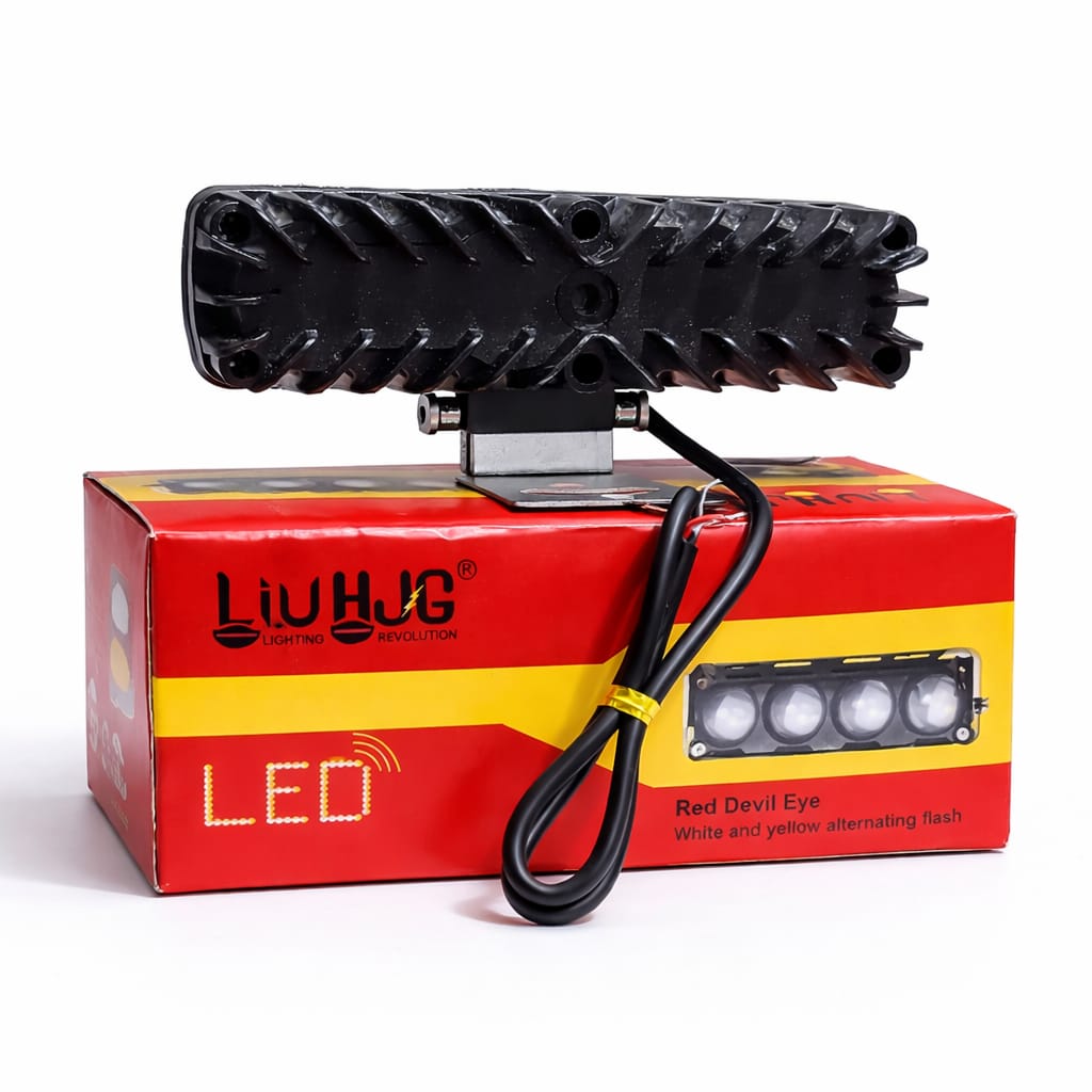 4 Lens Flasher Fog Light 40W ā Dual Color White & Yellow LED Strobe Light for Bike & Car (DC 9Vā80V) - Image 3