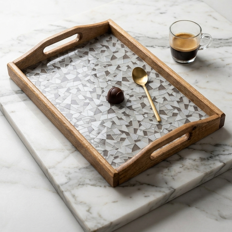 Premium Wood & Acrylic Serving Tray β Elegant Decorative Tray for Serving, Coffee Table & Home DΓ©cor (Multiple Sizes)