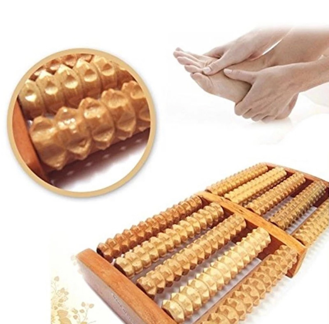 Traditional Wooden Roller Foot Massager Durable Natural Wood Design For Relaxation Stress Relief And Improved Blood Circulation - Image 4