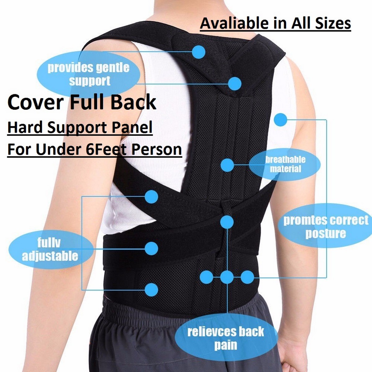 Adjustable Back Support Belt | Posture Corrector | Spine & Shoulder Support Brace | Breathable Upper Back Support for Men & Women - Image 3