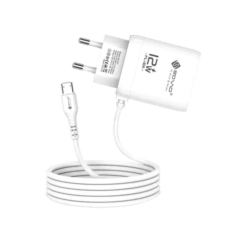 SOVO Flick Series SG-221 12W Fast Charger with Micro & Type-C USB Cable – 2.4A Auto ID Adaptive Charging