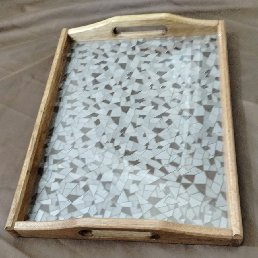 Premium Wood & Acrylic Serving Tray β Elegant Decorative Tray for Serving, Coffee Table & Home DΓ©cor (Multiple Sizes) - Image 5