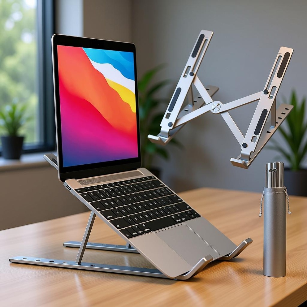 Professional Branded Speed-X 18-Inch Biggest Height Heavy Duty Professional Laptop Stand Aluminium Alloy Creative Adjustable Folding Portable With Pouch Cover And 6 Angles Adjustable