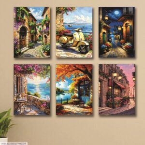 6 PC Colorful Wall Art Cardboard Phototiles Durable Elegant Stylish Vibrant And Unique Decorative Home And Office Collection - 8*11