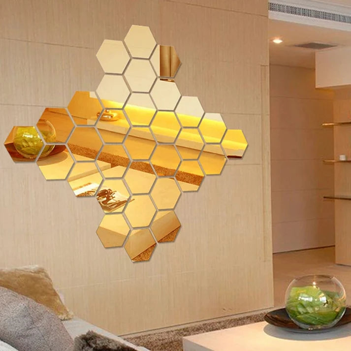 (pack of 12)  3d acrylic Hexagon Simple Mirror-Surface Geometric DIY Art Mural for Home Decoration Wall - Image 4