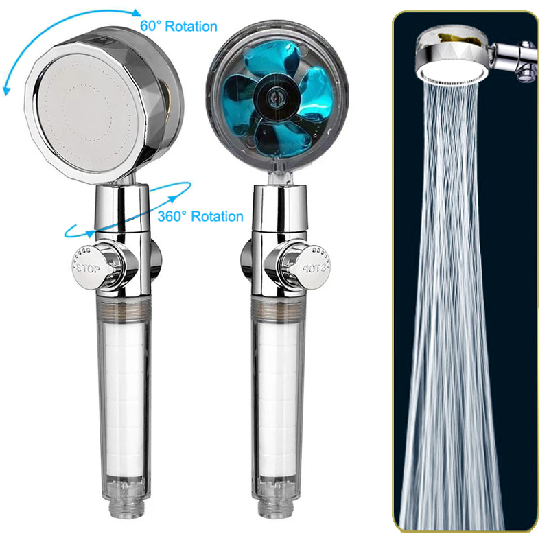 Pressurized Shower Head Turbine Shower Accessories One Piece Water Stop(random color) - Image 2