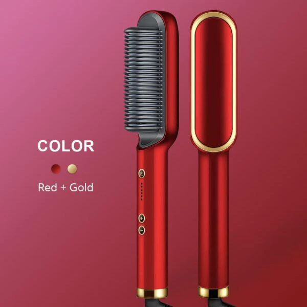 HQT-909B Hair Straightener Ceramic Heated Hair Brush | brush straightener | Ceramic Heated Hair | Hair styling | Hair Beauty Tool | Straight , curl different styling hair Ceramic Brush With Out Box (random color ) - Image 2