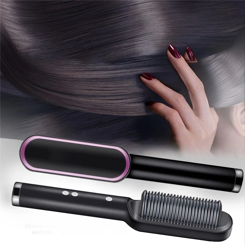 Hair Straightening Comb/Brush, Curling Comb Dual-Purpose Hair Straightener Styling Comb, Splint Does Not Damage The Inner Buckle for Professional Salon at Home (Random colors) - Image 2