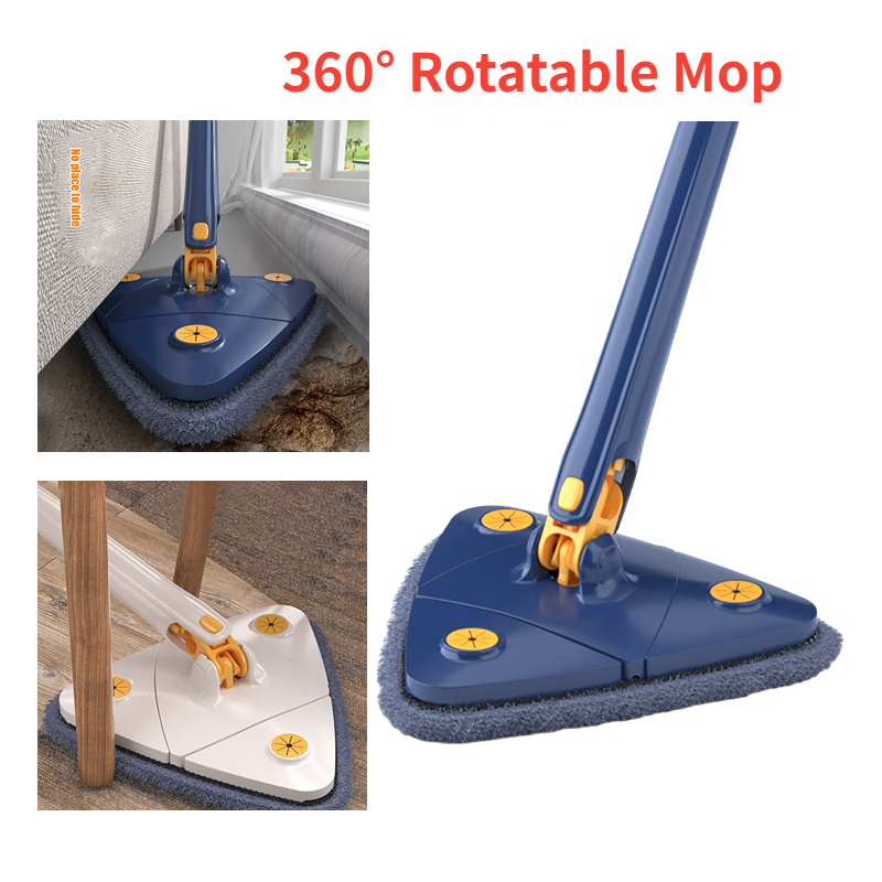 New Extended Triangle Mop 360 Twist Squeeze Wringing X-type Window Glass Toilet Bathrrom Floor Household Cleaning Ceiling Dusting – Each - Image 5