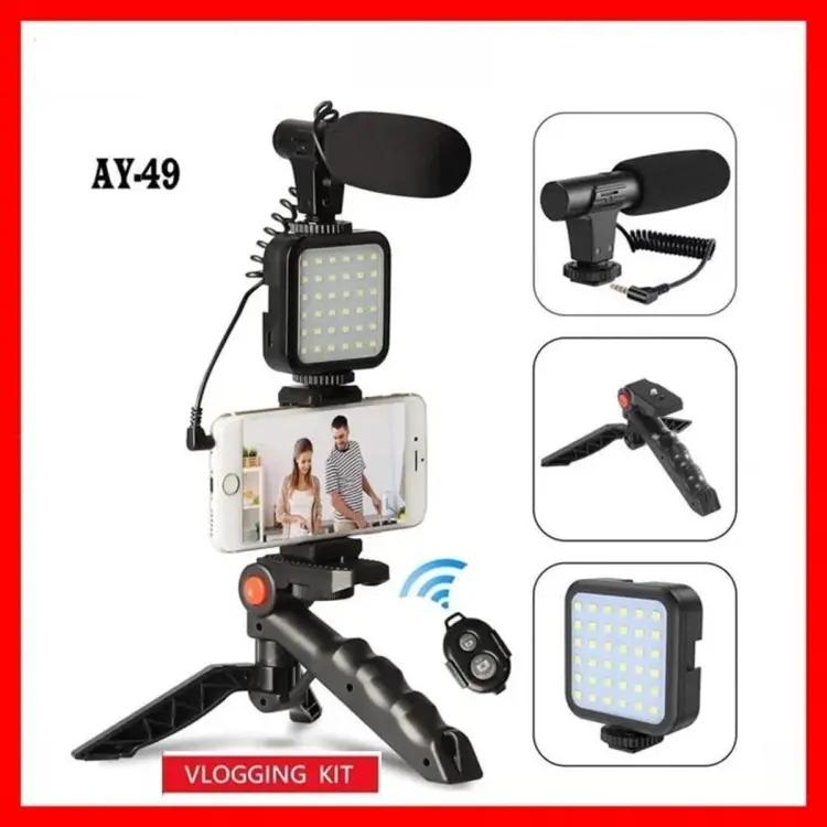 Ay-49 Video Making Kit Vlogging Tripod Triple Band Light - Image 3
