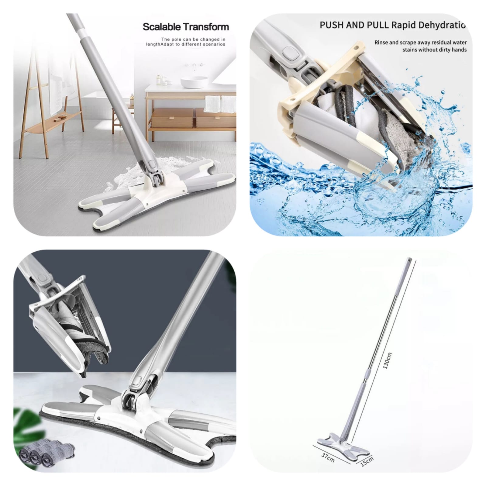 X Mop Manual Extrusion Hand-free Flat Squeeze Mop Household Cleaning Tool - Image 3