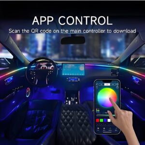 App control Symphony Atmosphere Light Car Interior Lights Decorative Ambient Lights USB Fiber Optic Lights Smart App Control Lights Multi-color (1pc) (110cm/43inch 35cm/13 inch)