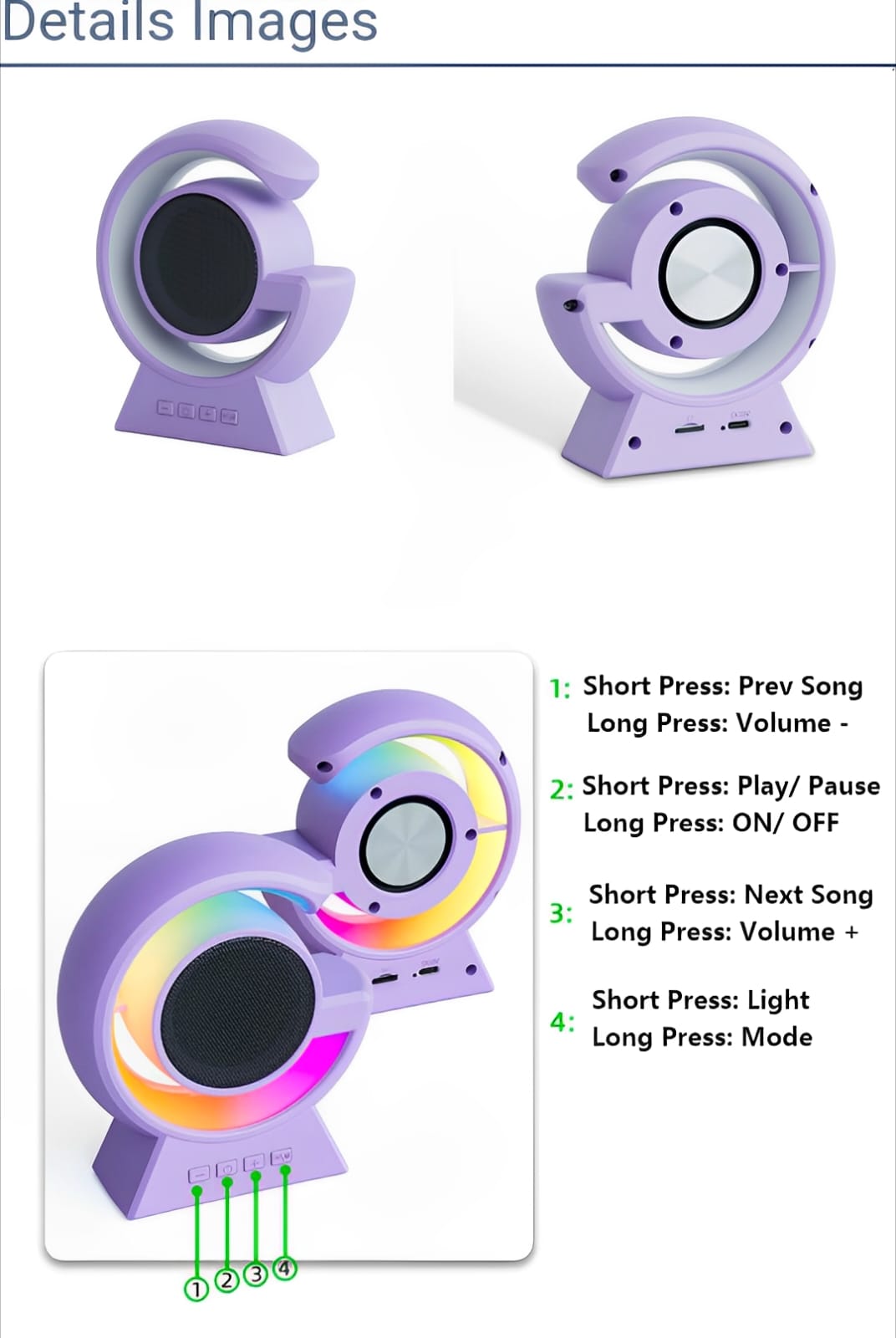 BX-39 Mini G Wireless Speaker with RGB Light & Wireless Charging – Portable Bluetooth 5.3 Speaker & Bedside Lamp - Image 3