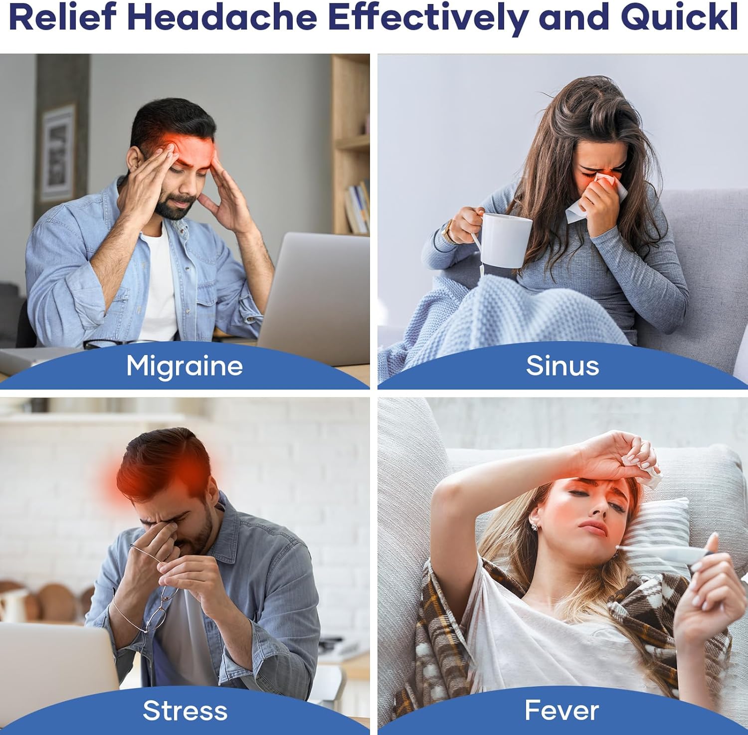 Migraine Relief Cap - Headache Relief Hat for Migraine Relief, Tension, One Size Fits All Headache Cap with Reusable Ice Gel Pack for Puffy Eyes, Stress Relief ( Random Color ) - Image 2