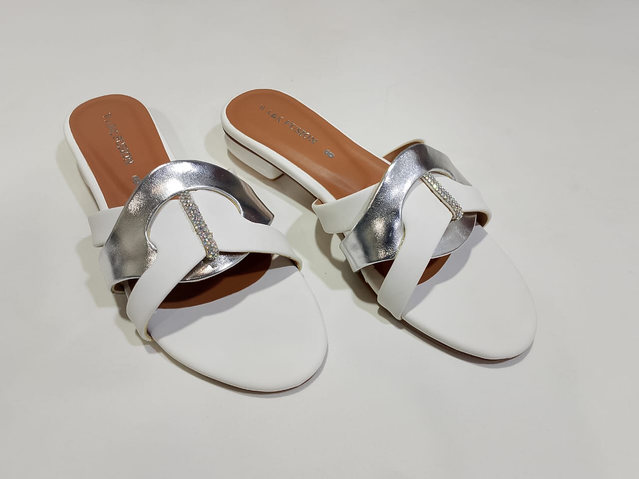 White & Silver Premium Slippers – Elegant Design, Comfy Feel & Stylish Look | Shine with every step — comfort, elegance and class in one perfect pair | Slipper | Slipper For Women (With Box) - Image 2