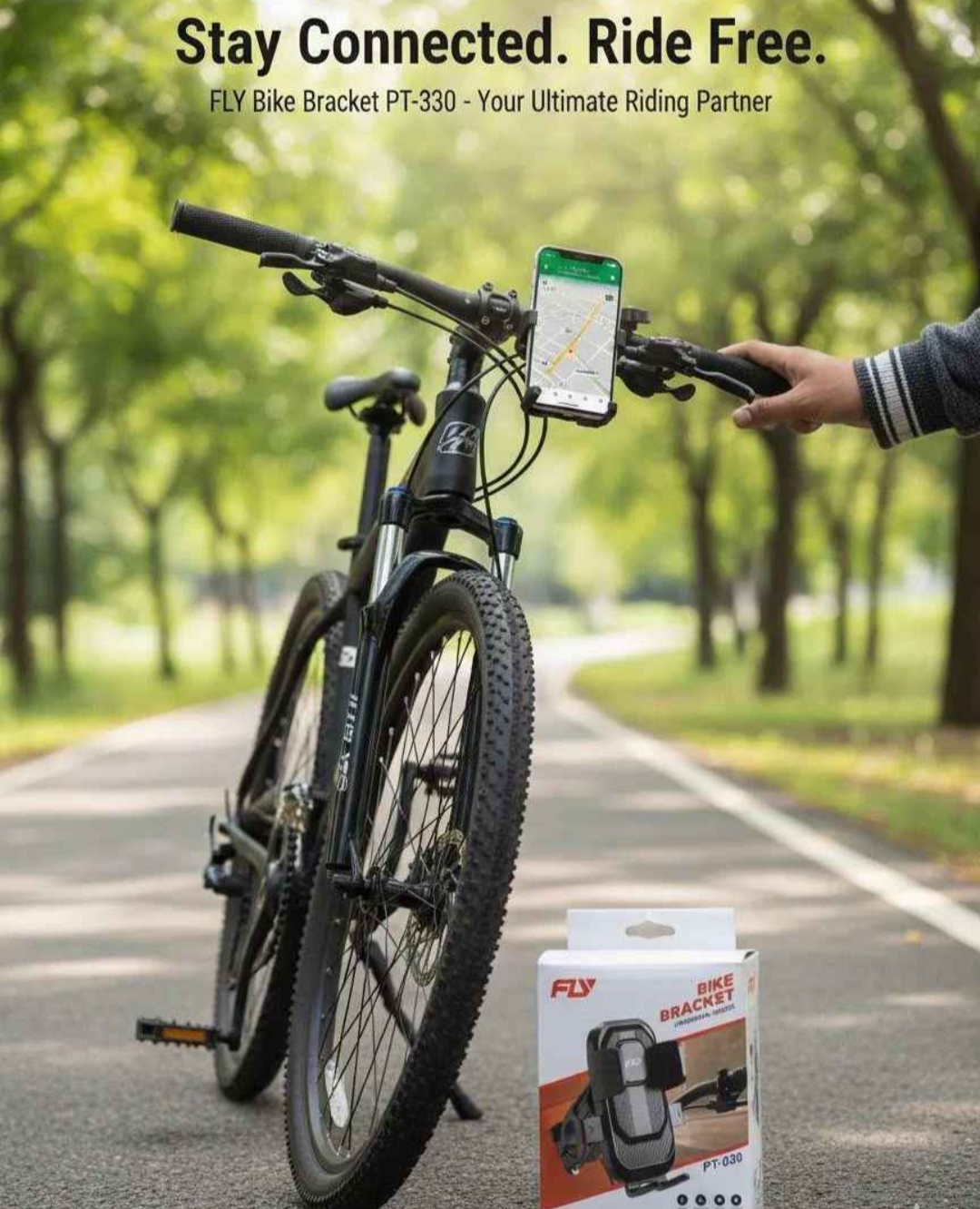FLY PT-030 Universal Bike Phone Holder Secure Stable Hands Free Riding With 360 Degree Adjustable Viewing - Image 3