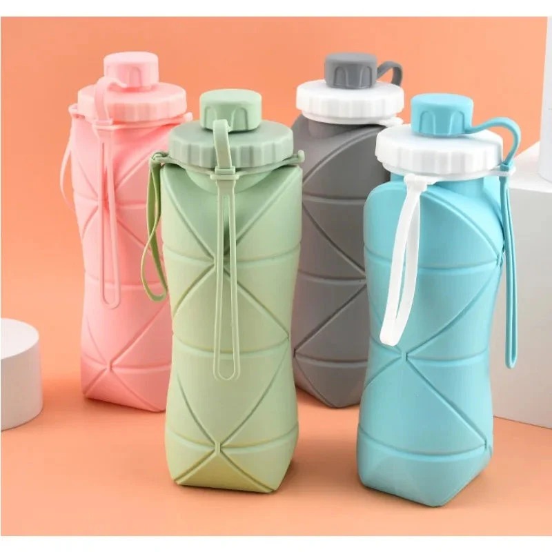 Silicone Folding Bottle | 600ML Silicon Foldable Bottle | Smart Travel Bottle Collapsible Design (Random Color) - Image 2