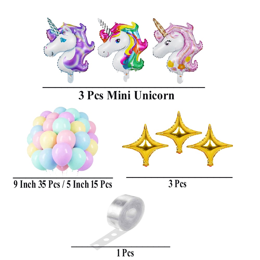 57 Pcs Pastel Unicorn Birthday Decoration Set With Balloon Garland, Foil Unicorn And Star Balloons For Girls Party - Image 2