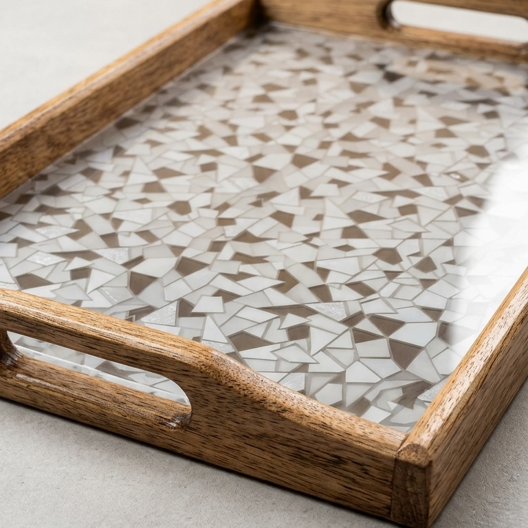 Premium Wood & Acrylic Serving Tray β Elegant Decorative Tray for Serving, Coffee Table & Home DΓ©cor (Multiple Sizes) - Image 4