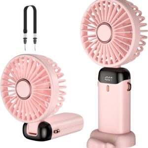 Digital Display Portable Mini Fan – 5-in-1 Multipurpose USB-C Rechargeable Handheld Fan - With Cable (Random Color)