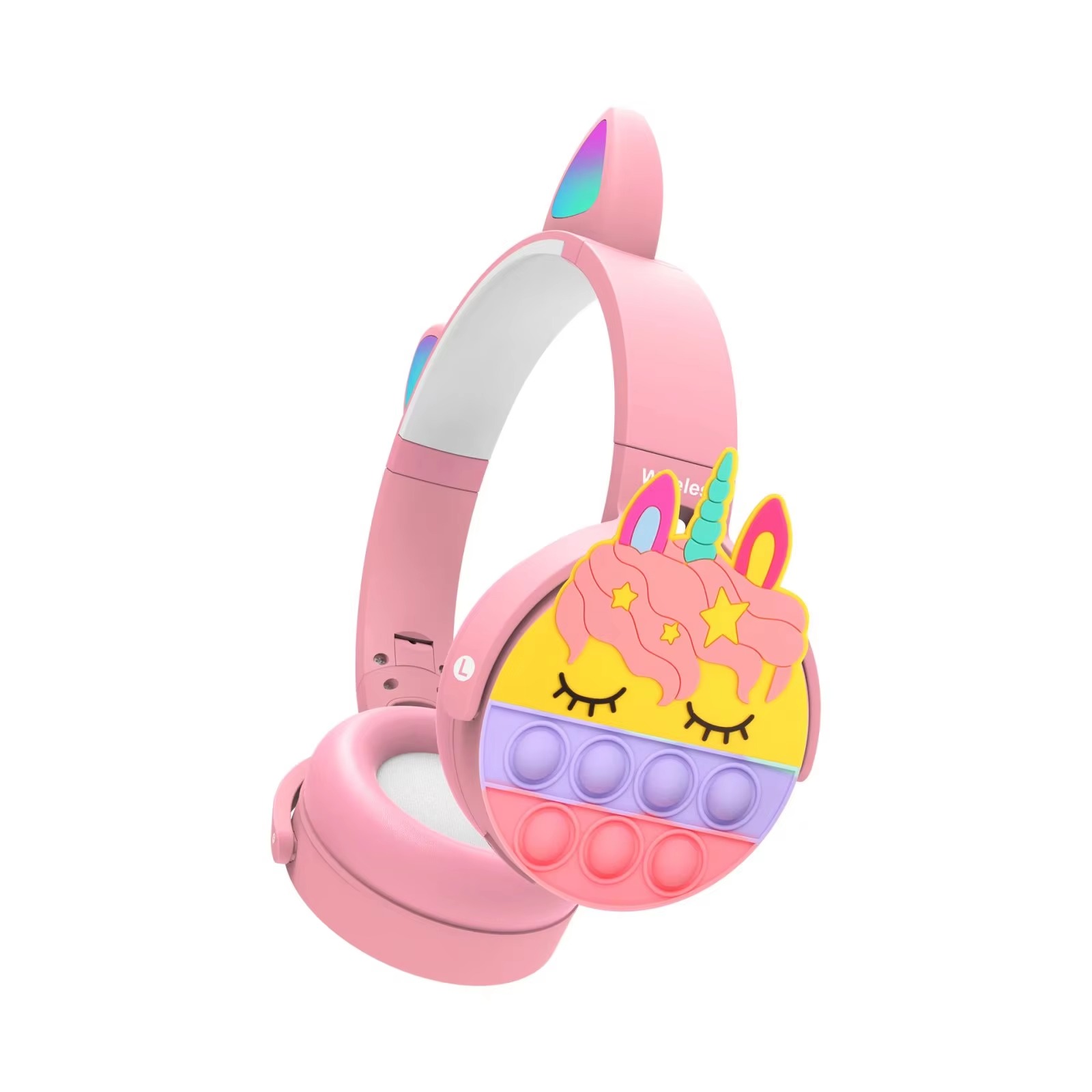 CT-950 Unicorn Bluetooth Headphones | A-POP It Colorful Cat Ear Wireless Headset with LED Lights for Women & Kids - Image 2