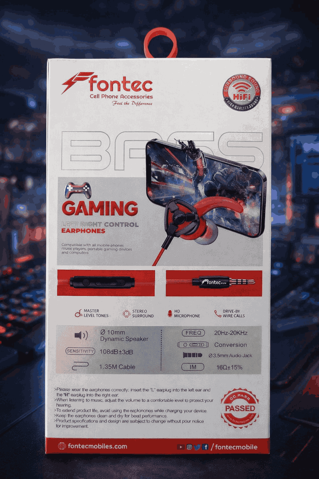 Fontec Arena Gaming Earphones with Detachable Mic – 3.5mm HiFi Stereo Surround Handsfree for Mobile, PC & Console - Random Color - Image 3