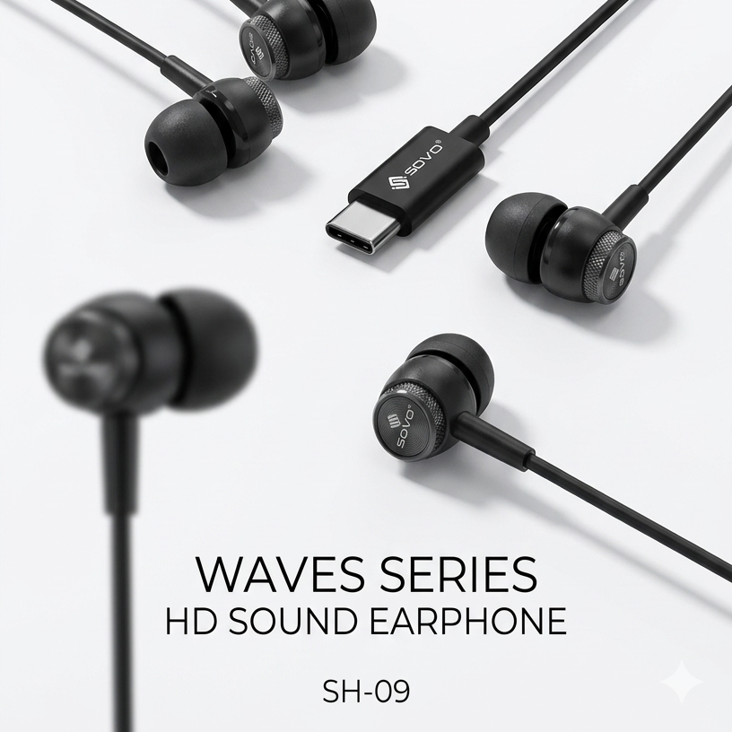 SOVO Waves Series SH-09 HD Sound Type-C Earphones with Heavy Bass and Gaming Support - Image 3