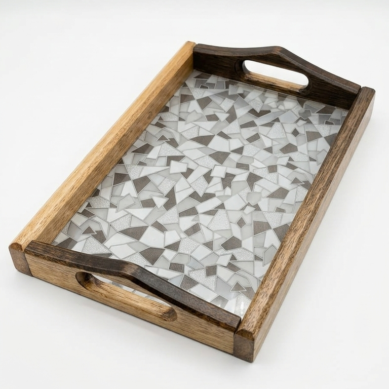 Premium Wood & Acrylic Serving Tray β Elegant Decorative Tray for Serving, Coffee Table & Home DΓ©cor (Multiple Sizes) - Image 2