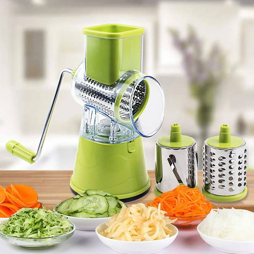 Manual 3βinβ1 Vegetable Cutter & Drum Grater | Round Slicer | Multifunctional Kitchen Gadget