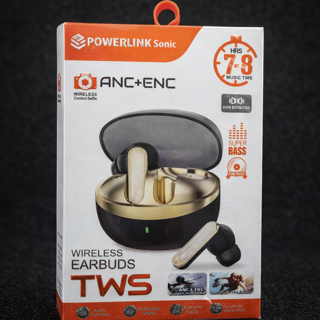 Powerlink Sonic TWS Wireless Earbuds with ANC + ENC Noise Cancellation & Wireless - Image 2