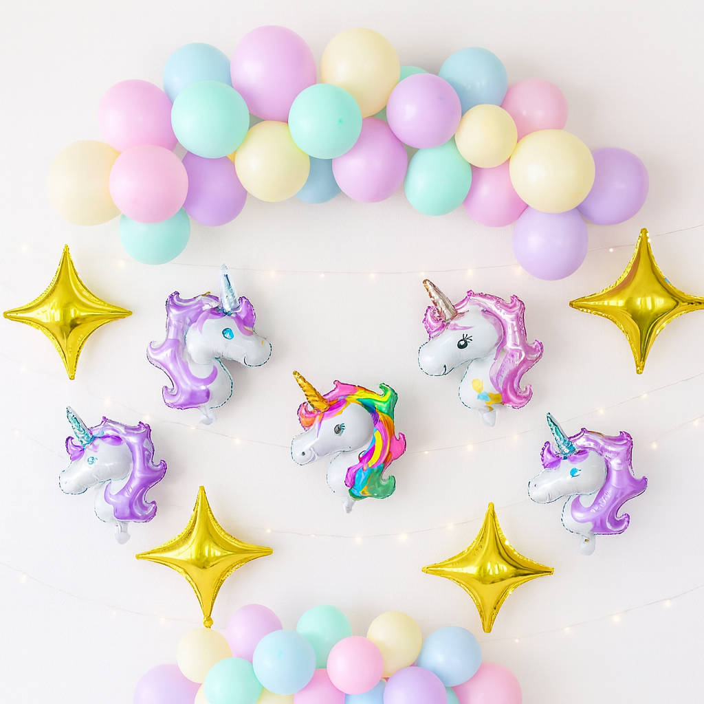 57 Pcs Pastel Unicorn Birthday Decoration Set With Balloon Garland, Foil Unicorn And Star Balloons For Girls Party - Image 4