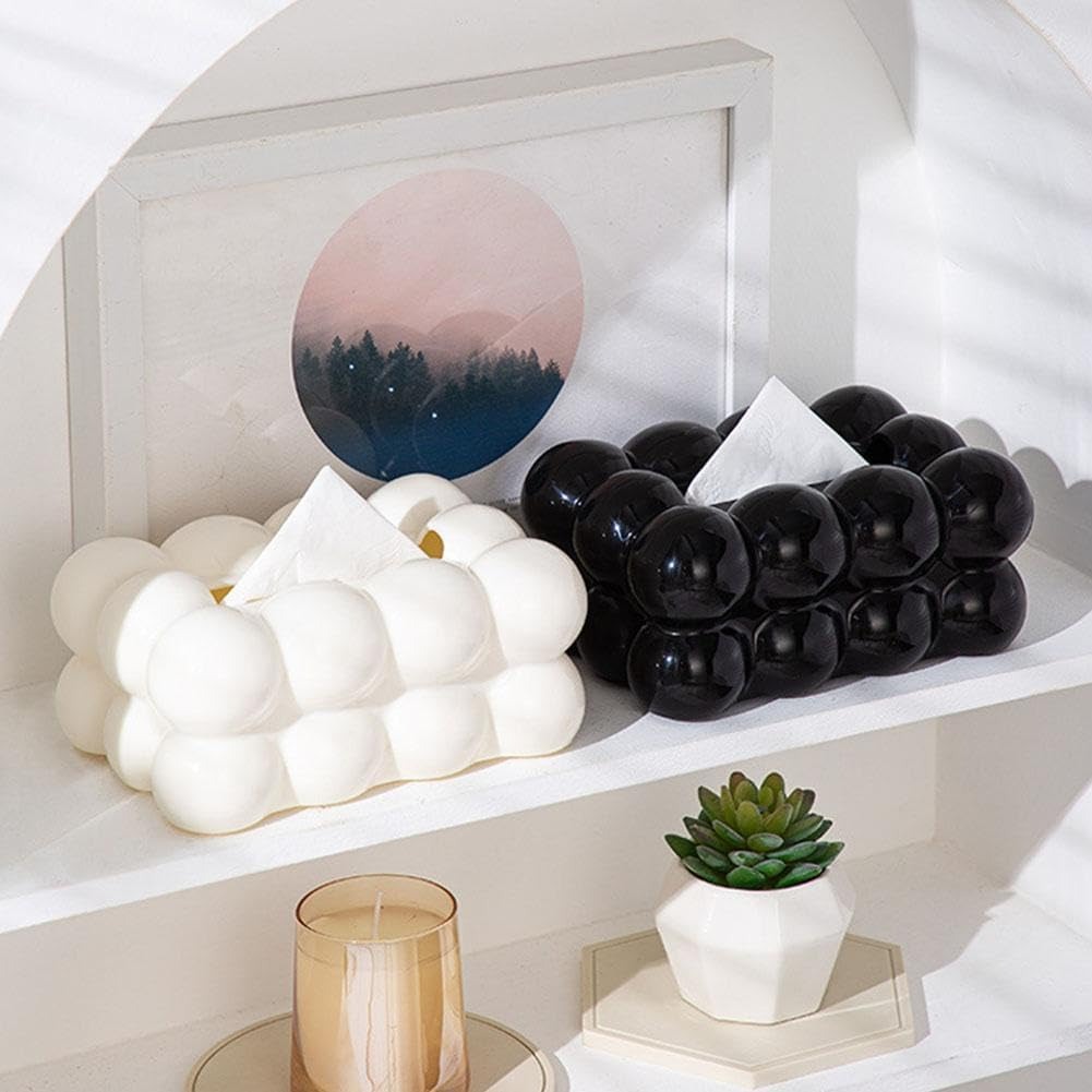 Bubble Shape Tissue Box Holder | Non-Slip Plastic Cover For Stylish Storage | Random Colour - Image 3