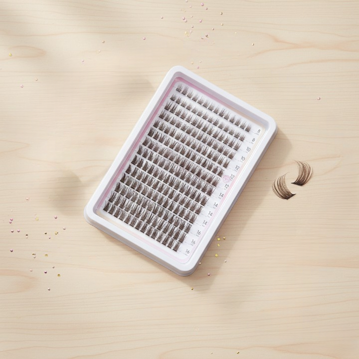 Pre-Glued Wispy Eyelash Clusters – DIY Eyelash Extension Box, Brown Fiber Lashes - Image 2