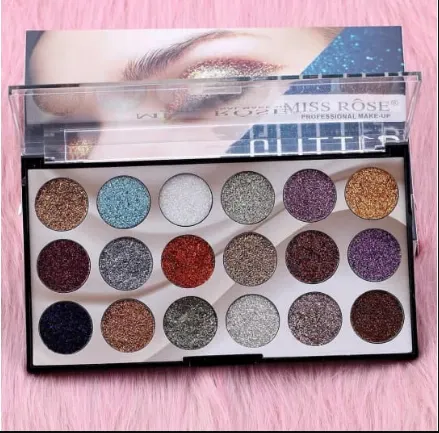 Miss Rose 18 Colors Sequins Glitter Powder High Gloss Pearly Eye shadow Palette - Image 2