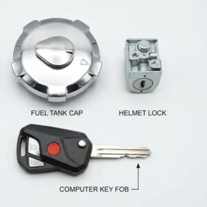 125 Tank Lock with Key and Side Lock Set Motorcycle Fuel Tank Lock Set Complete Security Lock Kit for 125cc Bike